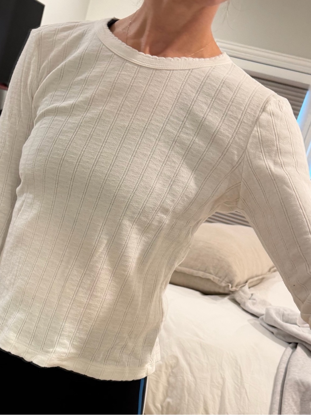 Women's Pointelle Long-Sleeve Tee